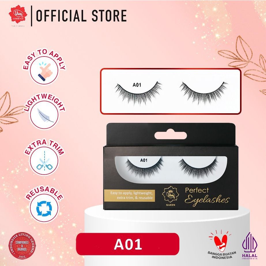 Viva Queen Perfect Eyelashes Series A - REUSABLE, LIGHT WEIGHT & EXTRA TRIM (Strip Lashes-Tersedia 9 Pilihan Bulu Mata)