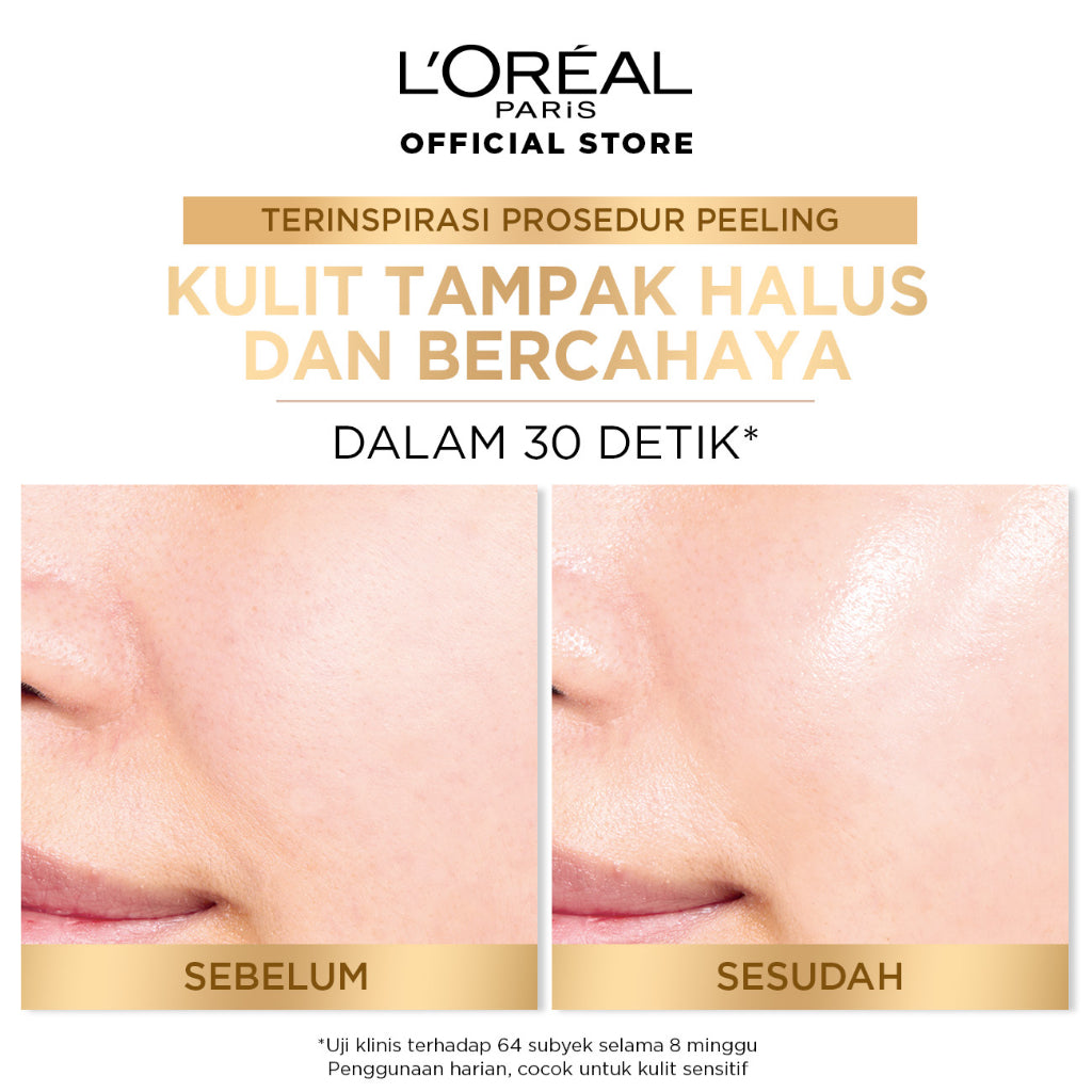 L'Oreal Paris Glycolic Bright Glowing Skincare Set Mencerahkan - Facial Foam 50 ml, Toner 65ml, Serum 15ml, Day & Night Cream 15ml