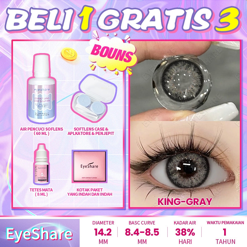 Eyeshare COD 4 Item Paket kombinasi (1Pasang Softlens+60ml solusi+8ml tetes mata+kotak cermin)