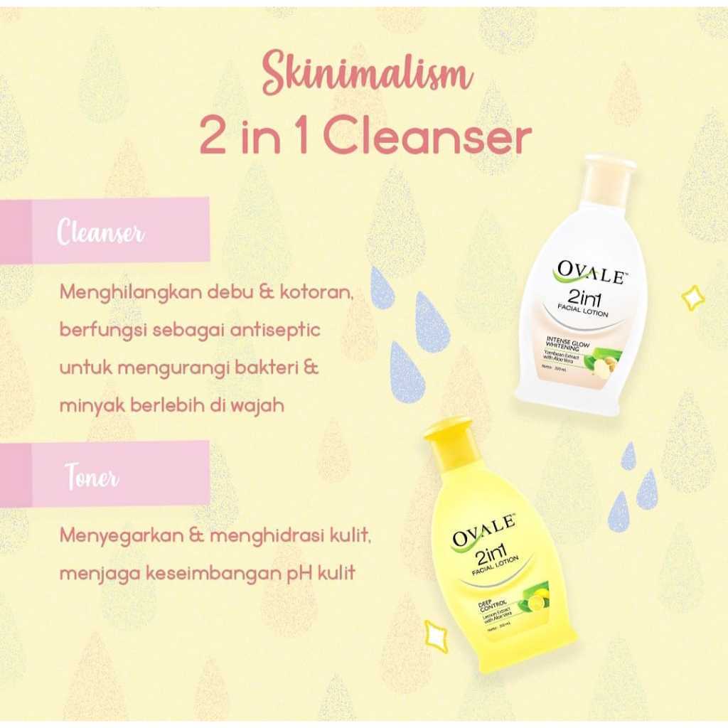 OVALE 2in1 Facial Lotion Bengkuang / Lemon / Anti Acne / 60ml 100ml 200ml - Pembersih Wajah Sekali Usap/HenecoBeauty