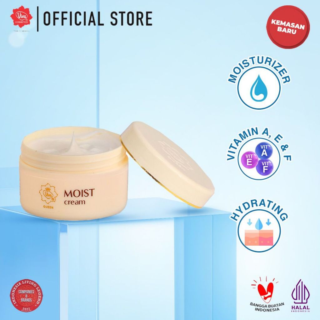 Viva Queen Moist Cream with Moisturizer, VIT A, E & F - 22 gr
