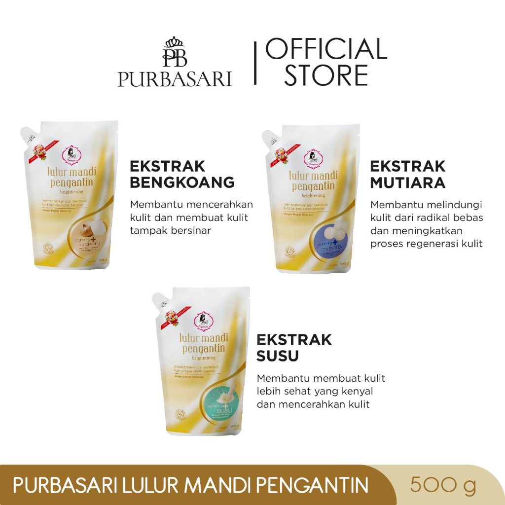 [Lebih Murah] Purbasari Lulur Pengantin 500G / Lulur Pemutih Whitening Pencerah / Lulur pelembab kulit / Lulur Badan perontok daki / Kemasan Hemat ekonomis