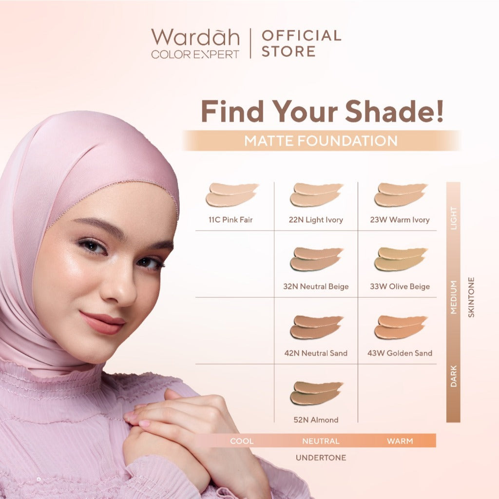 WARDAH Colorfit Matte Foundation - Liquid Foundation SPF 30PA++ dengan Oil Control & Tahan Lama Hingga 12 Jam - Makeup