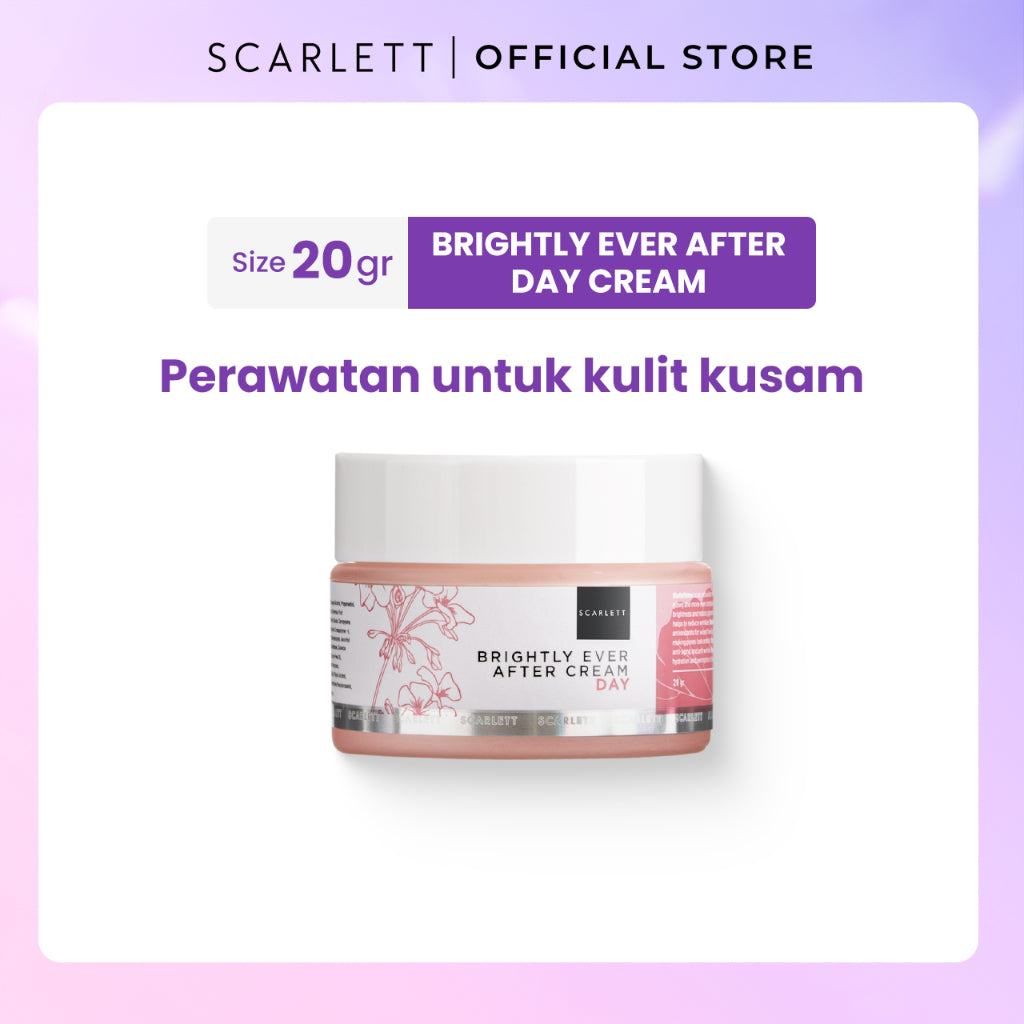 SCARLETT Combo Brightly Ever After Cream - Moisturizer Mencerahkan Wajah Melebapkan Wajah Brightening & Hydration Menghilangkan Bekas Jerawat Krim Pagi dan Malam ( Day Cream & Night Cream )