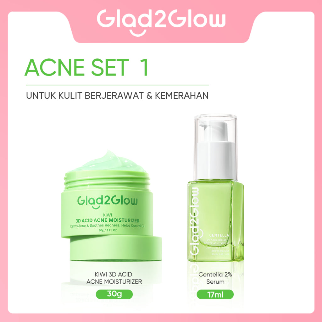 GLAD2GLOW Kiwi 3D Acid Acne Moisturizer Pelembab Wajah Jerawat Mencerahkan Pencerah Wajah&Penuaan Hilangkan Flek & Tenangkan Kulit Skincare Pelembab Esensi Wajah Perawatan Kulit Pelembab Wajah Pembersih day cream tone up g2g official store