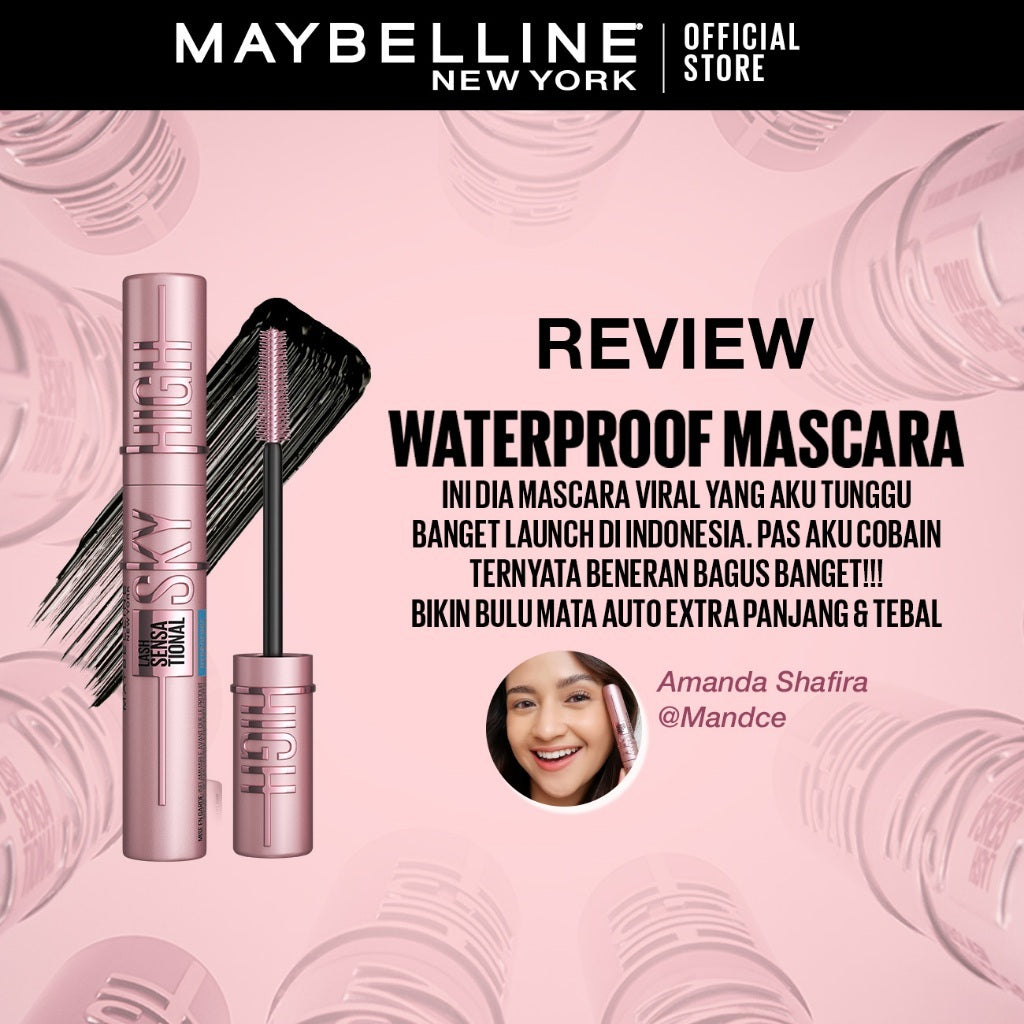 MAYBELLINE OFFICIAL Paket Makeup Mata Sky High Waterproof Mascara + Serum Bulu Mata | Maskara Eye Make up