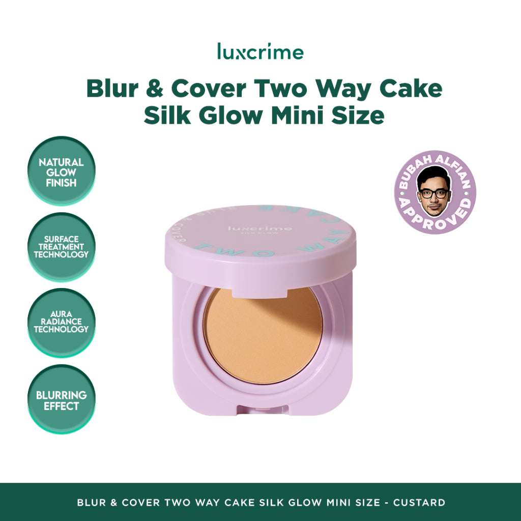 CANTIK - LUXCRIME Blur & Cover Two Way Cake Silk Glow 8.5gr Original - LUXCRIME TWC Silk Glow - Bedak Foundation Padat High Coverage Untuk Kulit Halus Tanpa Pori Bebas Minyak Tahan 24 Jam