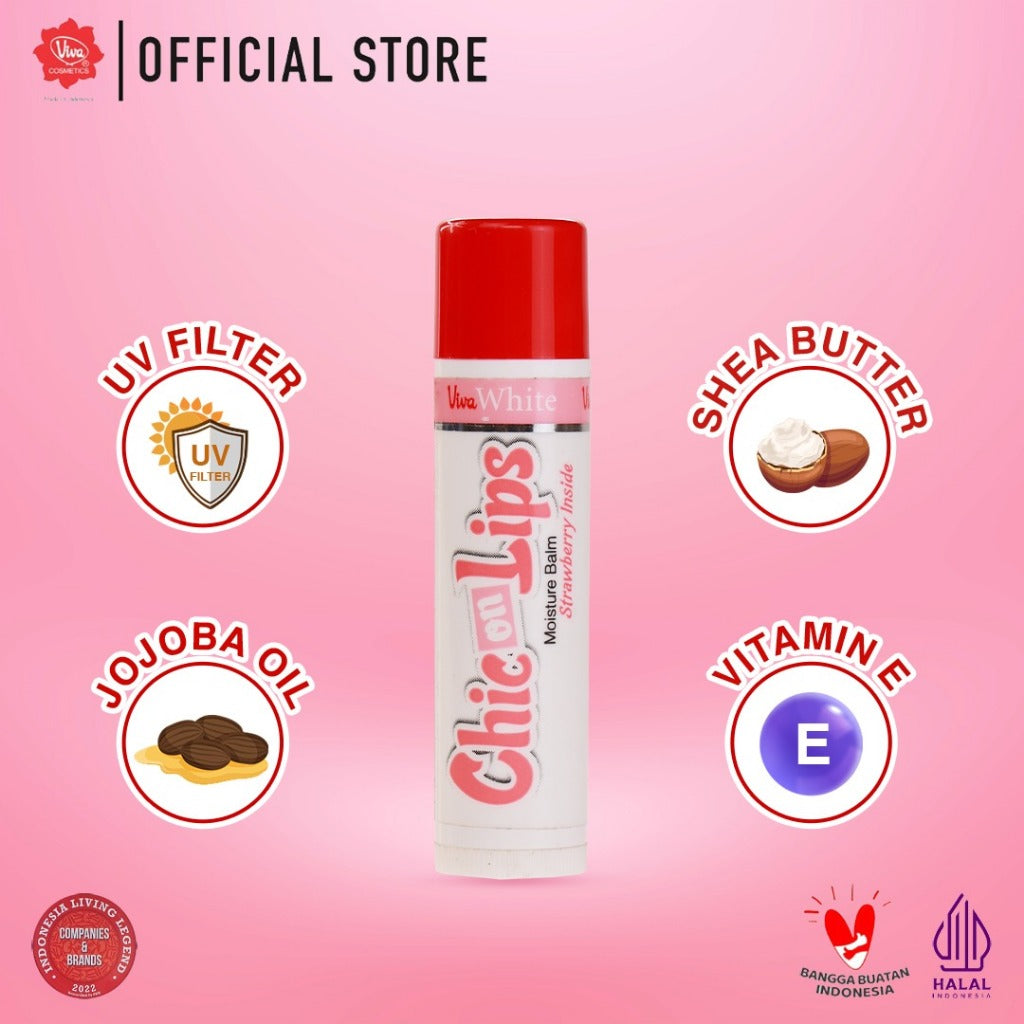 Viva White Moisture Balm Chic On Lips - Tersedia 4 Varian Rasa (with VIT E & UV FILTER -For Daily Use)