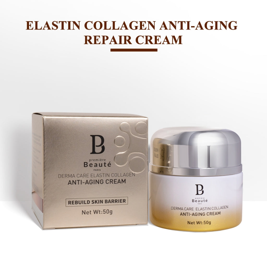 PREMIERE BEAUTE DERMA CARE ELASTIN COLLAGEN ANTI-AGING Repair Cream Pudding 50G Whitening Rejuvenat Barrier NAICINAMIDE CERAMIDE Firm Plump Meratakan dan Mencerahkan Kulit Wajah dengan Instant