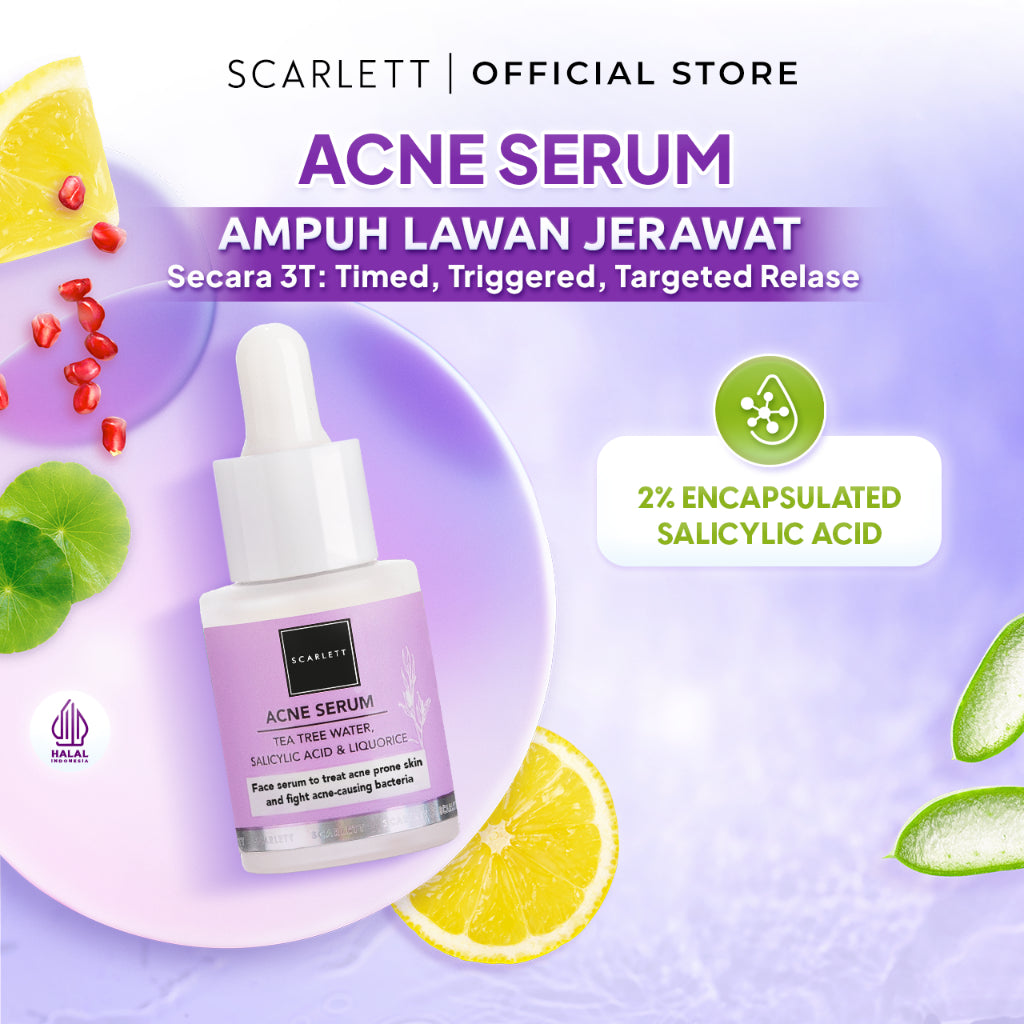 Scarlett Whitening Acne Serum + Niacinamide 5% Serum Mencerahkan dan merawat kulit berjerawat