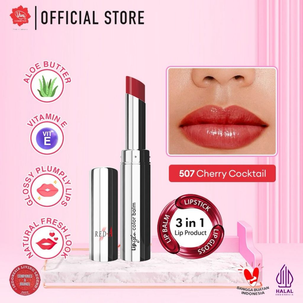 Red-A Lip Glo Color Balm 3 in 1 - LIPBALM, LIPGLOSS & LIPSTICK (tersedia 9 varian warna)