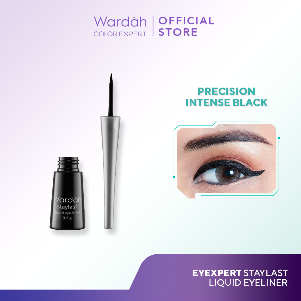 Wardah Eyexpert Staylast Liquid Eyeliner - Eyeliner Cair dengan Warna Intense dan Waterproof - Mudah Digunakan dengan Aplikator Presisi - Tahan Lama