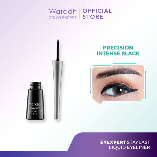 Wardah Eyexpert Staylast Liquid Eyeliner - Eyeliner Cair dengan Warna Intense dan Waterproof - Mudah Digunakan dengan Aplikator Presisi - Tahan Lama