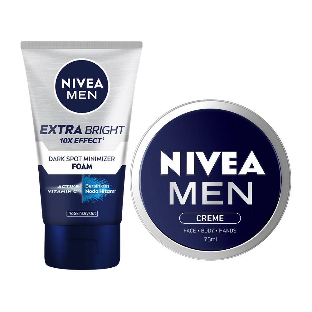 NIVEA MEN Extra Brightening Dark Spot Minimizer Facial Foam + Crème - Grooming Package