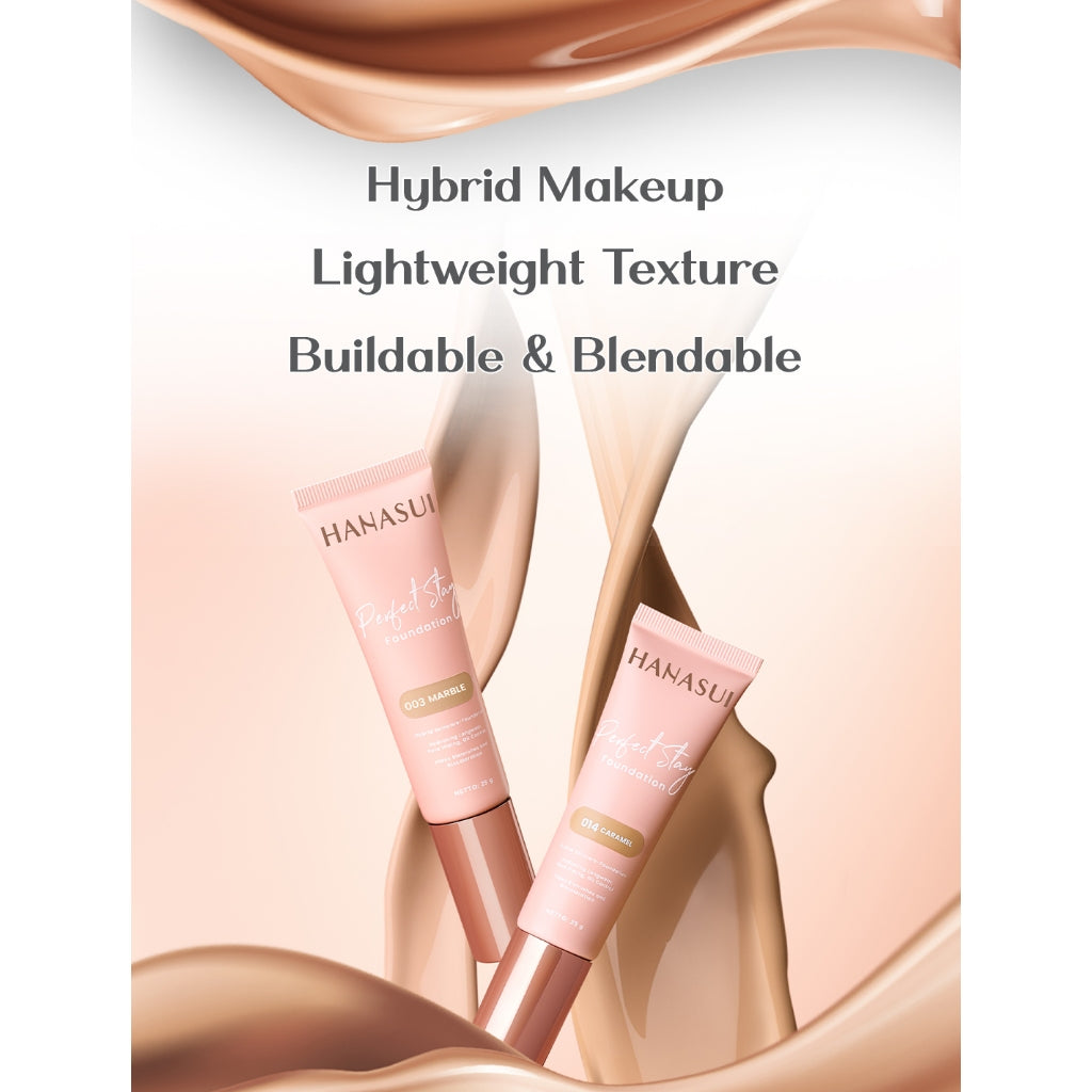 Hanasui Perfect Stay Foundation - Foundation Natural Matte Finish Menyamarkan Pori Pori Oil Control Tahan Lama