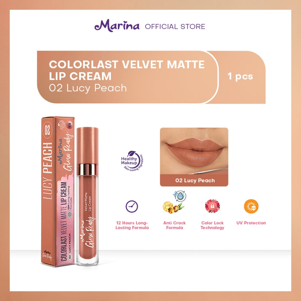Marina Glow Ready Colorlast Velvet Matte Lip Cream 5ml - Exp Date : 05.2026