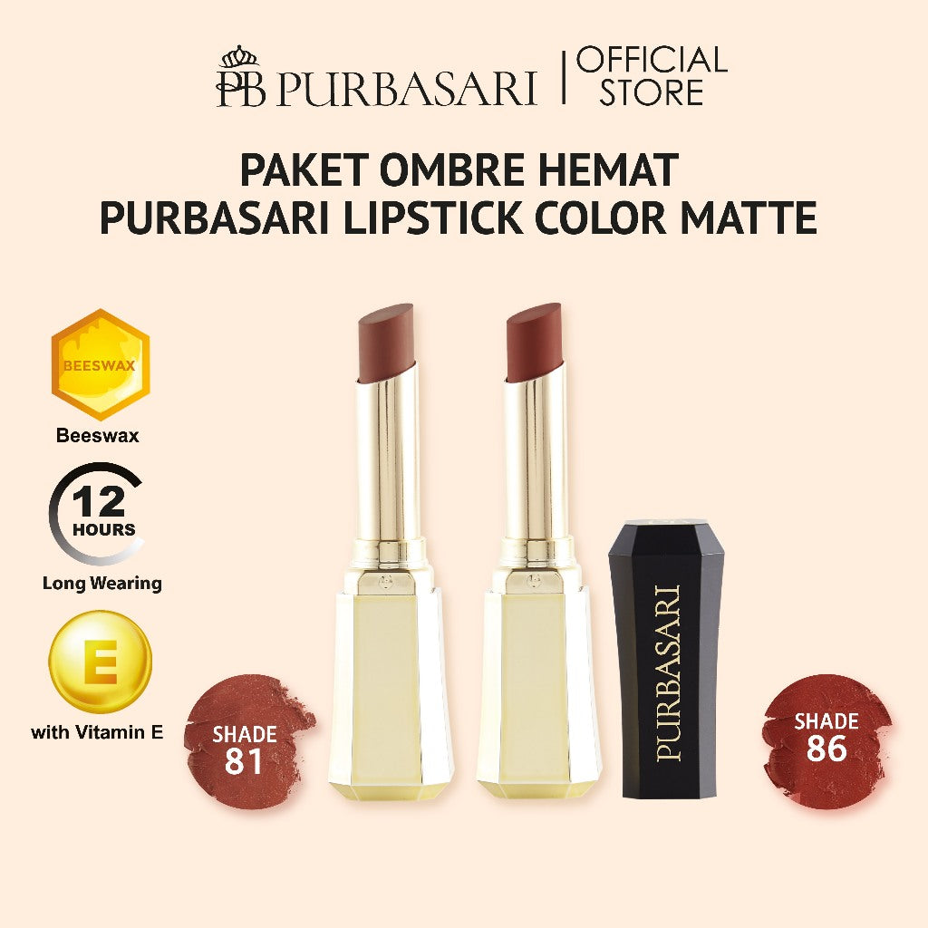 [isi 2pcs] Purbasari Lipstick Color Matte Ombre Package