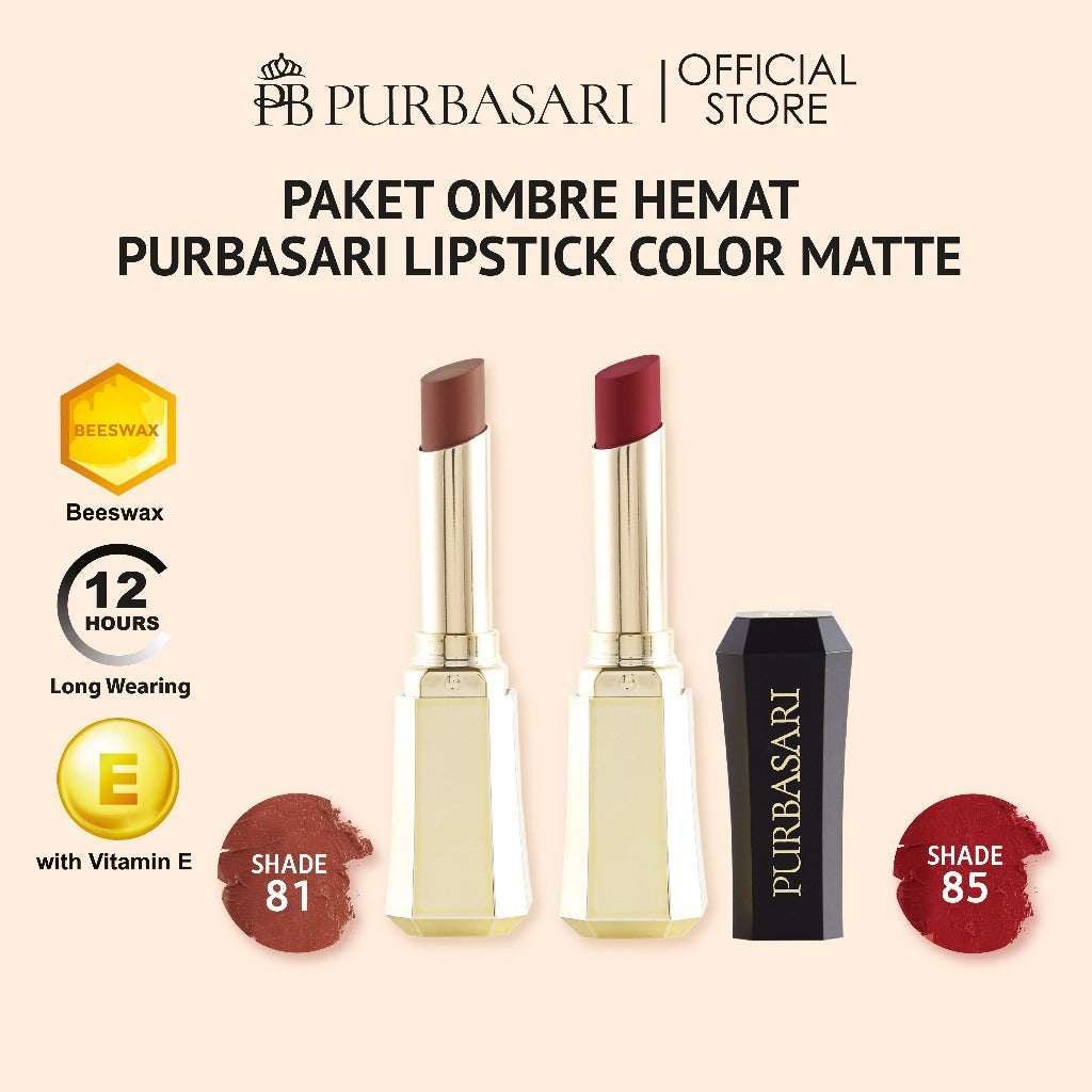 [isi 2pcs] Purbasari Lipstick Color Matte Ombre Package
