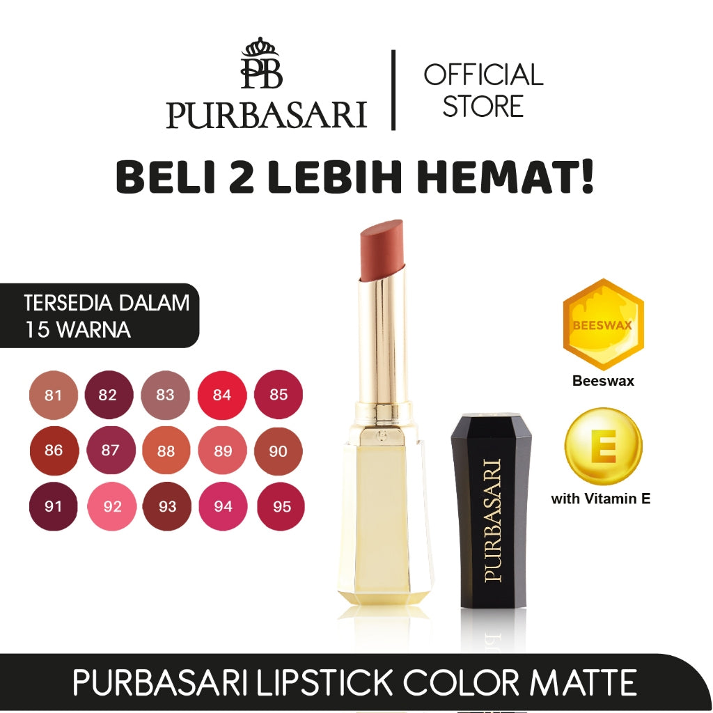 Purbasari Lipstick Color Matte Pcs/ Lipstick Matte / Lipstick tahan 12jam - Ringan dan lembut di bibir