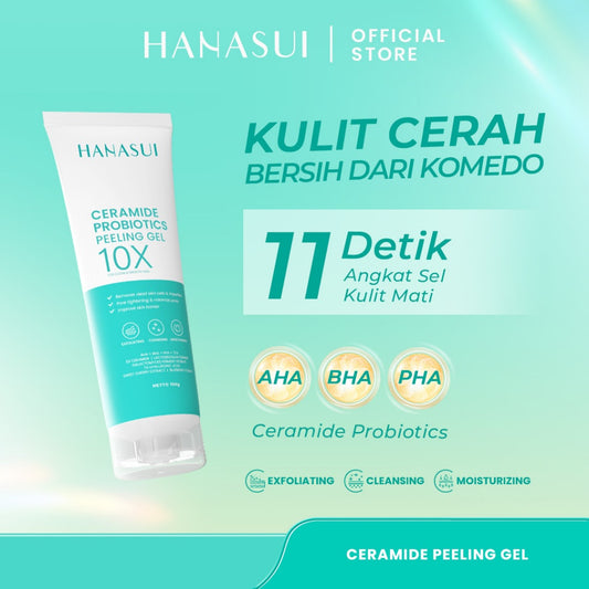 Hanasui Ceramide Probiotics Peeling Gel - Eksfoliasi Gel Wajah Perbaiki Skin Barrier Mencerahkan dan Angkat Sel Kulit Mati Komedo