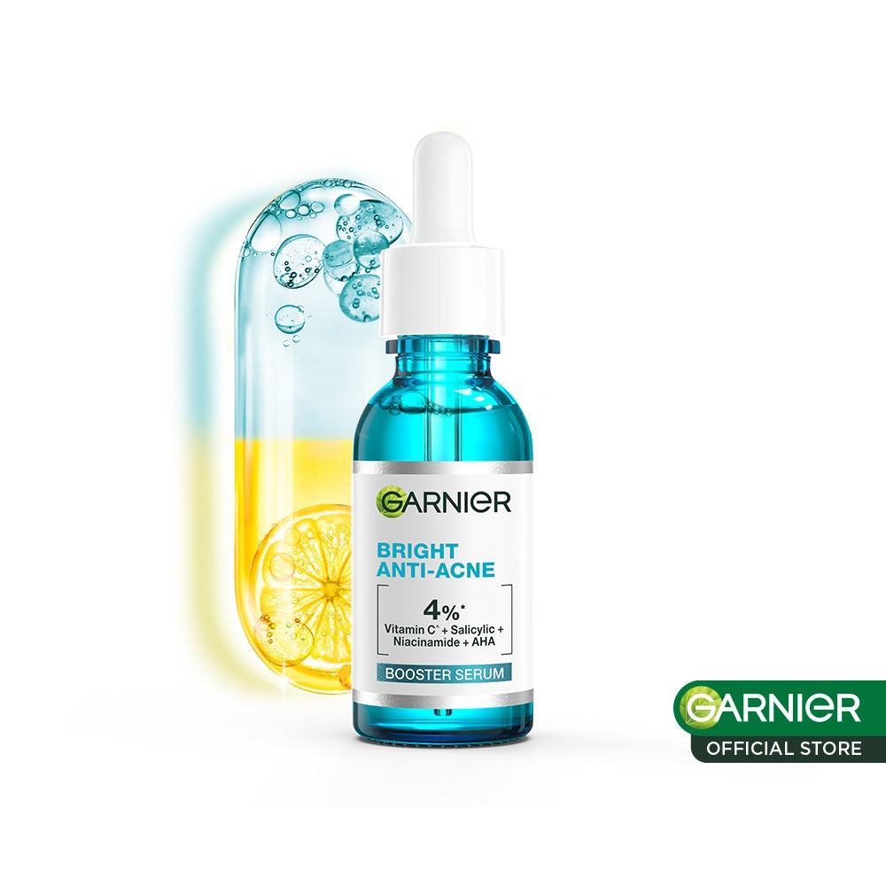 GARNIER Serum Bright Complete Anti Acne Booster Serum Lawan Jerawat 15ml 30ml - Skincare Vitamin C Salycilic Acid Cocok untuk semua jenis kulit