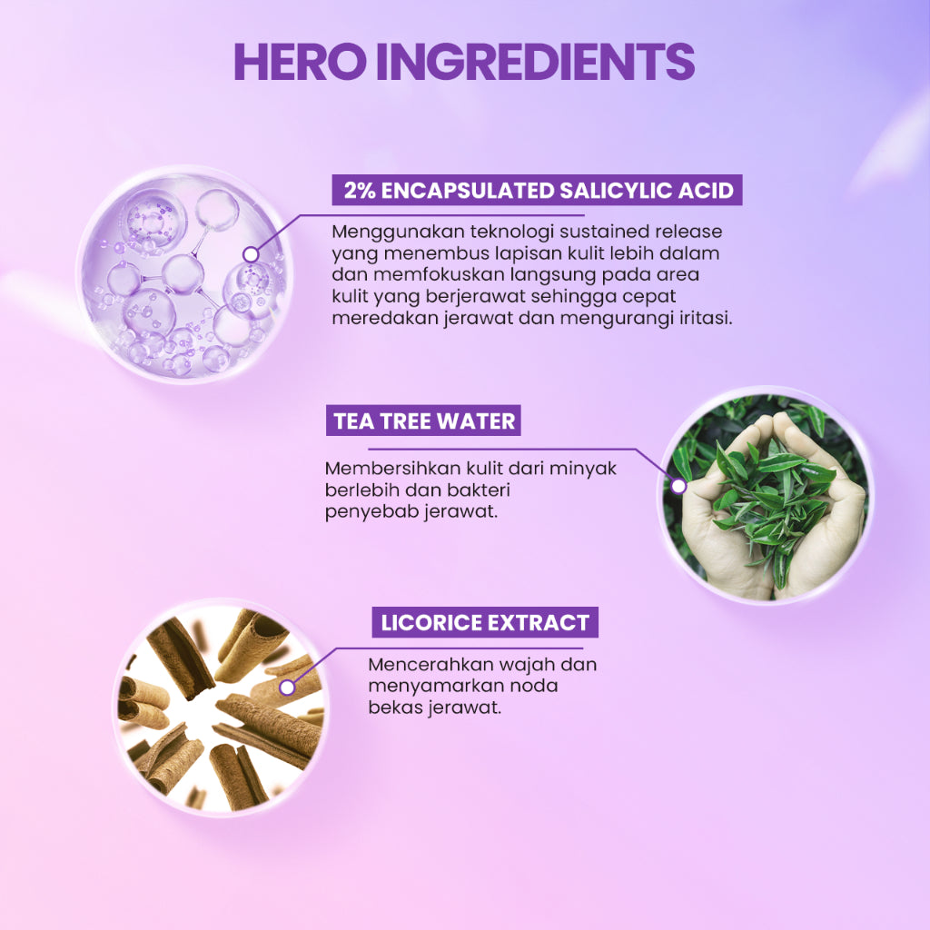 SCARLETT Acne Serum Wajah Penghilang Jerawat , Mencegah Jerawat , Menghilangkan Bekas Jerawat 2% Salicylic Acid