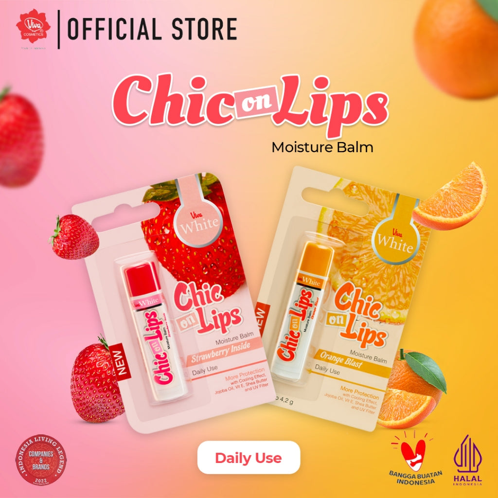 Viva White Moisture Balm Chic On Lips - Tersedia 4 Varian Rasa (with VIT E & UV FILTER -For Daily Use)
