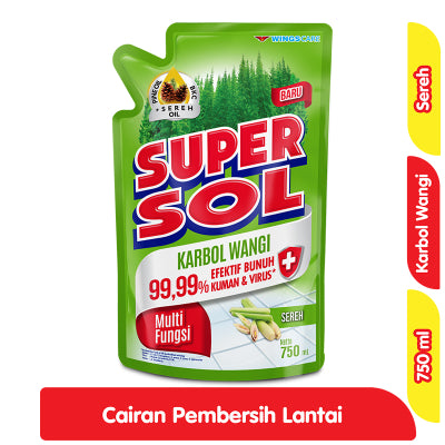 Supersol Karbol Cairan Pembersih Lantai Sereh Refill 750 ml Supersol Karbol Cairan Pembersih Lantai Cemara Refill 750 ml