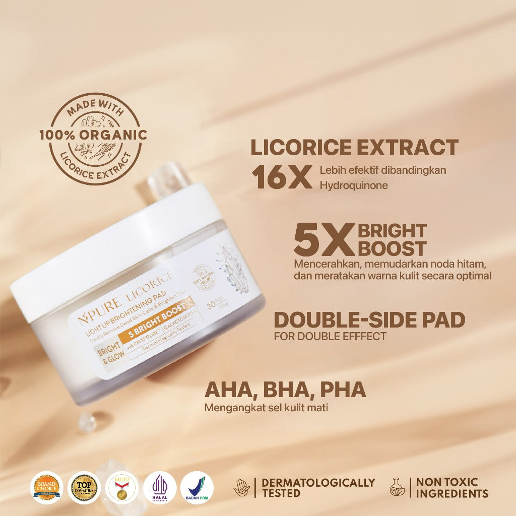 NPURE GLOWING SET - NPURE Bundling Licorice Toner + Licorice Pad /  Brightening Toner / Mencerahkan Wajah