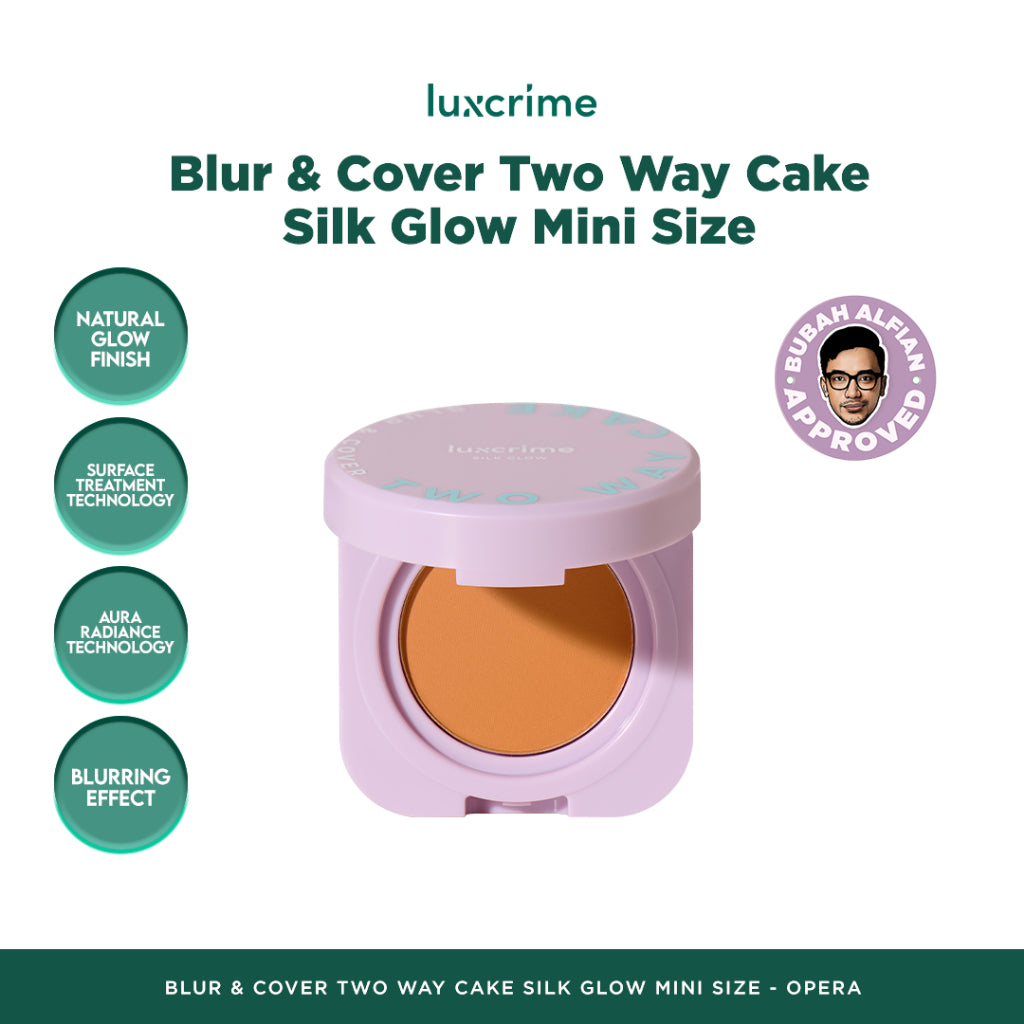 CANTIK - LUXCRIME Blur & Cover Two Way Cake Silk Glow 8.5gr Original - LUXCRIME TWC Silk Glow - Bedak Foundation Padat High Coverage Untuk Kulit Halus Tanpa Pori Bebas Minyak Tahan 24 Jam