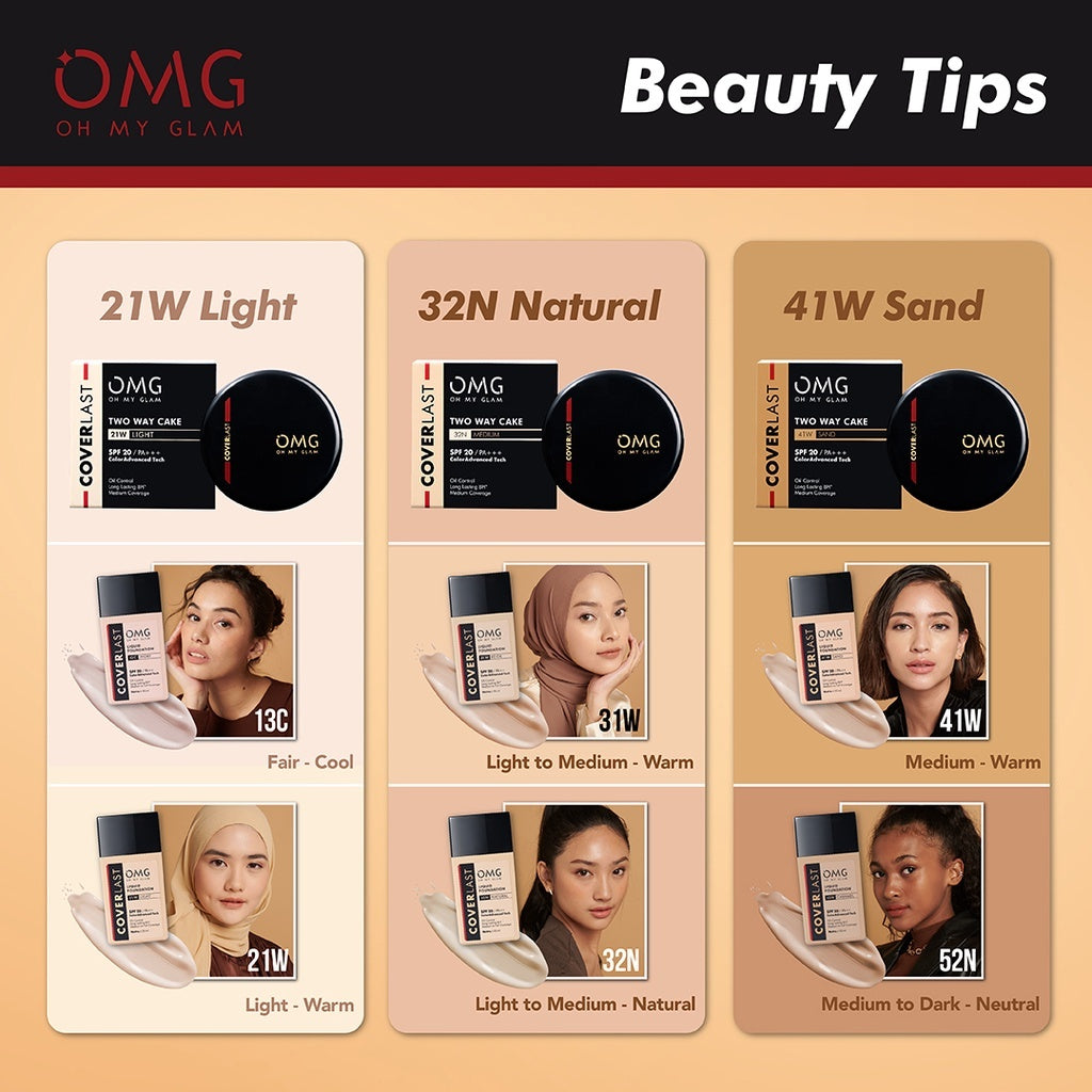 OMG Coverlast Two Way Cake TWC ( Bedak Padat Kontrol Minyak 8 Jam Flawless )