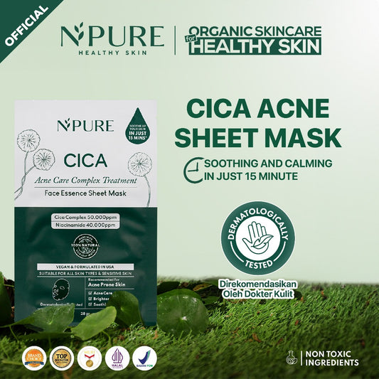 NPURE Sheet Mask Cica / Anti Acne Sheet Mask / Masker Wajah Anti Jerawat