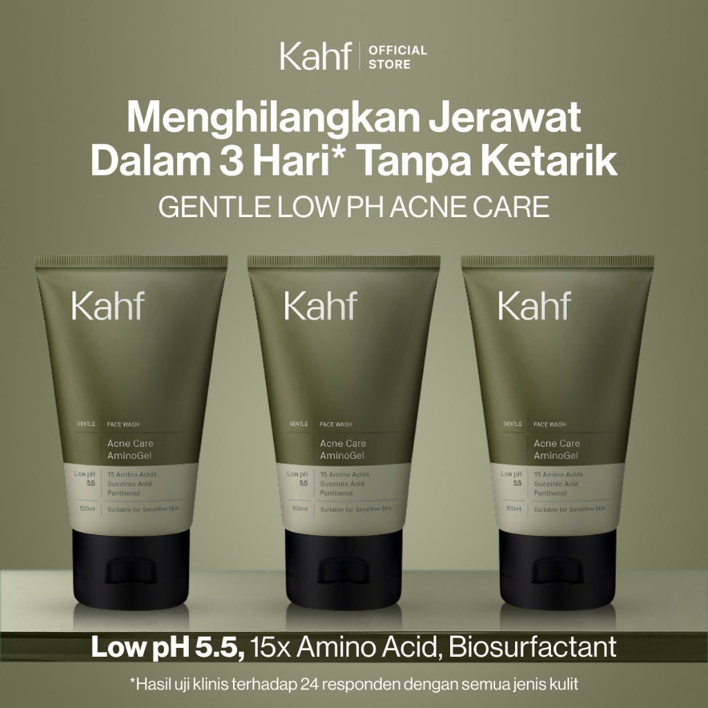[KAHF BUNDLE 3IN1 PAKET FACIAL WASH - LAWAN JERAWAT, DEBU, DAN KOTORAN] Triple Pack Kahf Acne and Pore Cleanse Scrub 100 ml - Sabun Cuci Muka Pria dengan Scrub untuk Melawan Jerawat - Skincare Cleanser for Daily Use