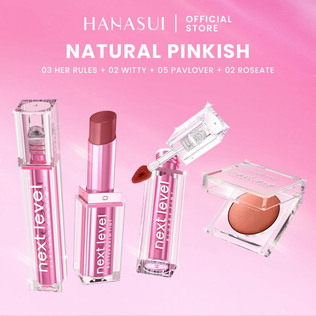 Hanasui Level Up Beauty Kit - Next Level Blurry Tint Bouncy Blush Butter Balm Liplast Cream Lip Tint Tahan Lama Velvet Finish Longlasting Bounce Tinted Balm Melembabkan Pigmented Matte Finish