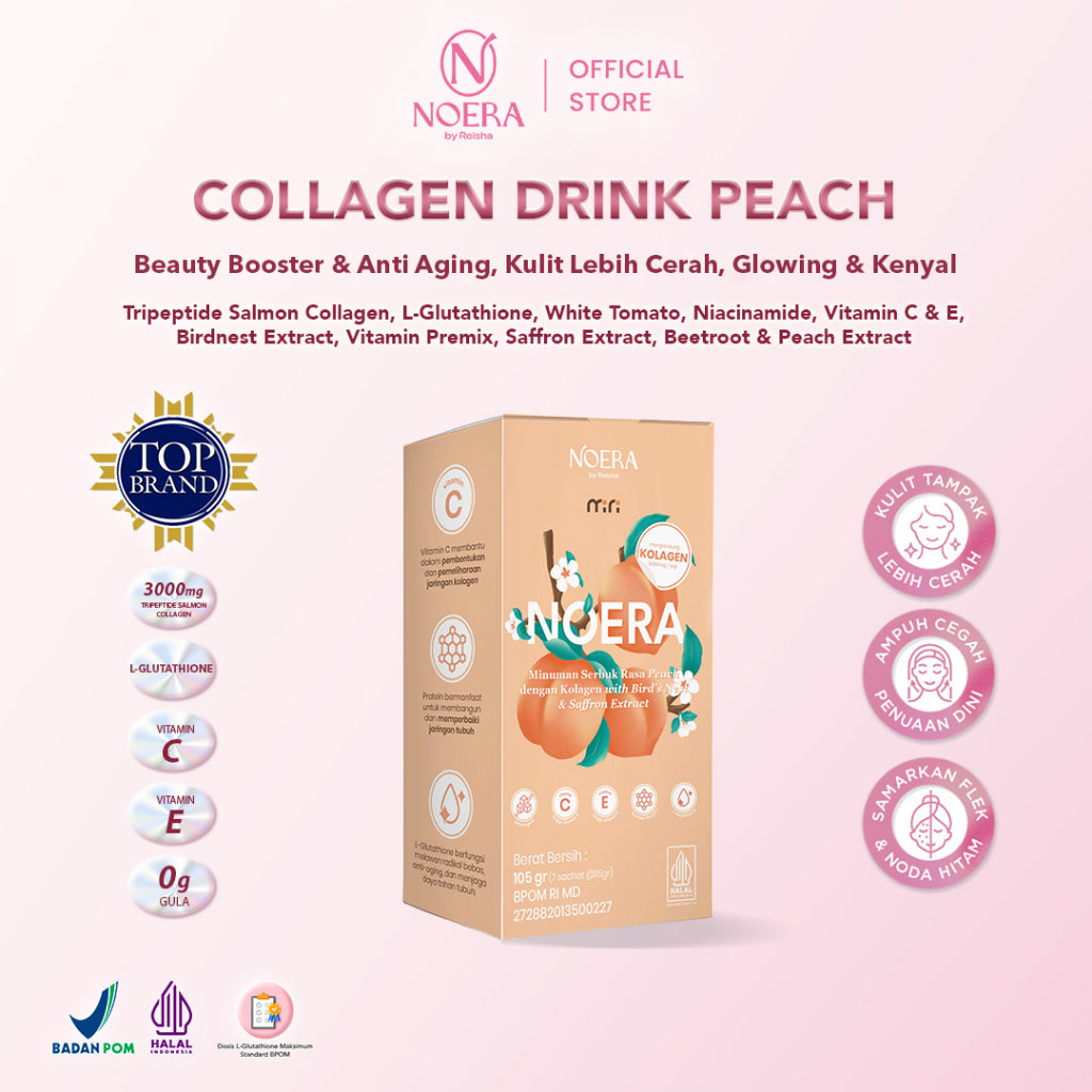 Noera Collagen Drink Mini Improved Formula  - Travel Size | Minuman Pencerah Kulit with L-Glutathione | Collagen Beauty Drink