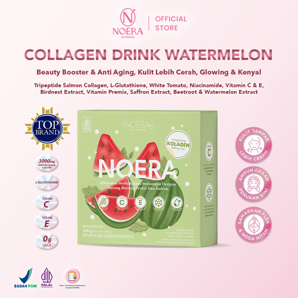 Noera Collagen Drink With Birdnest and Saffron Extract Impoved Formula  | Minuman Pencerah Kulit with L-Glutathione | Collagen Beauty Drink
