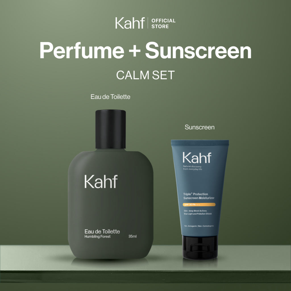 [KAHF BUNDLE 2IN1 PAKET PERAWATAN DAILY USE ESSENTIALS : TETAP TERLINDUNGI & WANGI SEHARIAN] Paket Personal Care (Sunscreen Moisturizer + Eau de Toilette) - Suitable for Daily Use