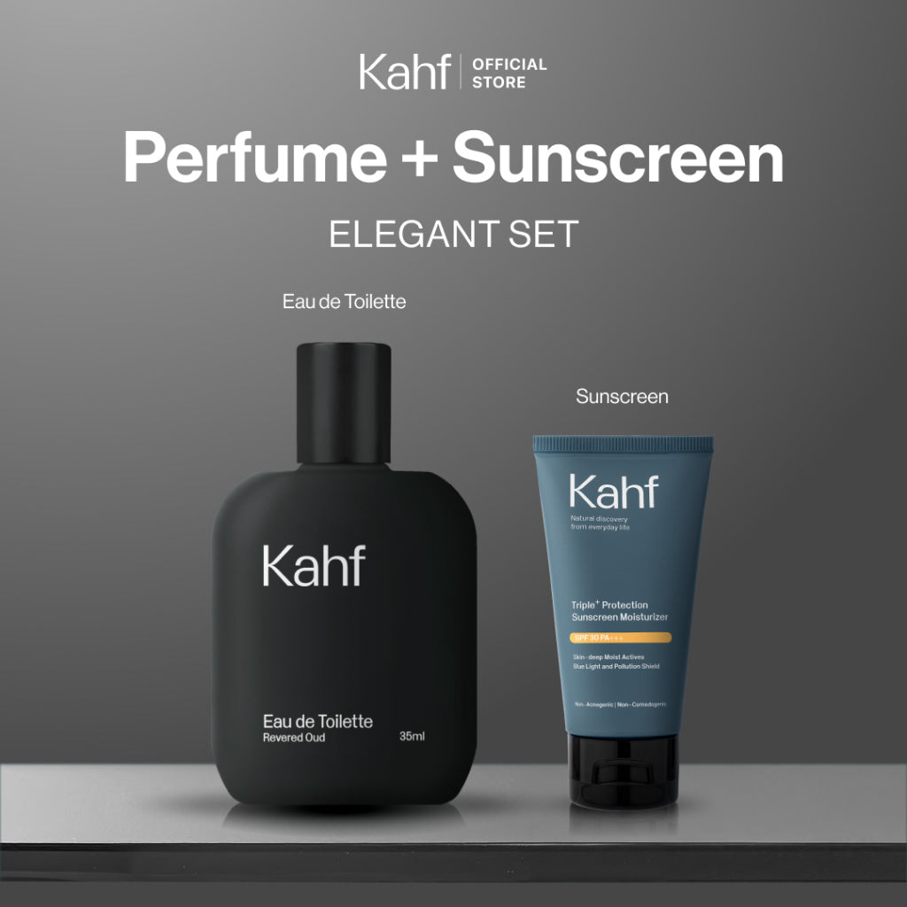 [KAHF BUNDLE 2IN1 PAKET PERAWATAN DAILY USE ESSENTIALS : TETAP TERLINDUNGI & WANGI SEHARIAN] Paket Personal Care (Sunscreen Moisturizer + Eau de Toilette) - Suitable for Daily Use