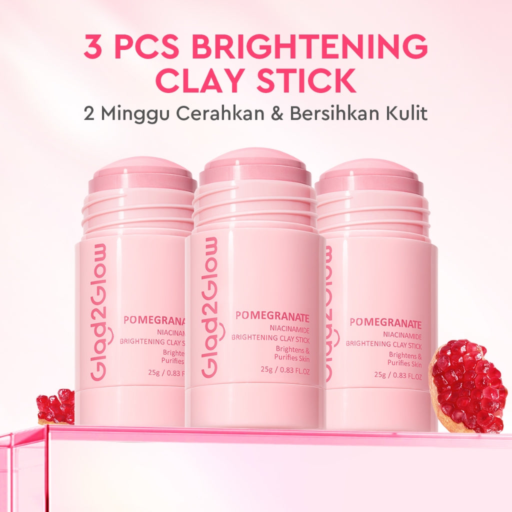 Glad2Glow Pomegranate Niacinamide Brightening Clay Stick Masker Glad2Glow Masker Wajah  Masker Brightening Masker Glowing Mud Masker Clay Masker Pencerah Wajah Masker Mencerahkan Clay Mask Brightening Clay Stik Pembersih Komedo Masker Stik Masker Muka