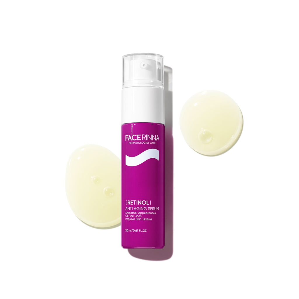 FACERINNA Retinol Anti Aging Serum 20ml | Skin Renewal Gentle Serum Retinoid Anti-Aging | Menghaluskan Tekstur Kulit Menyamarkan Garis Halus & Kerutan Meratakan Warna Kulit Merawat jerawat Mengurangi Kemerahan Merawat Kulit Berjerawat with Pure Retinol