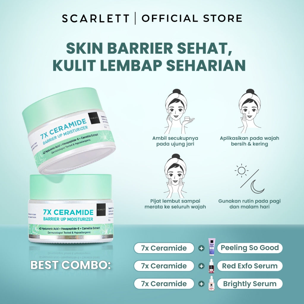 SCARLETT 7X Ceramide Moisturizer - Pelembab Wajah untuk Mencerahkan Melembabkan Memperbaiki Skin Barrier & Menghidrasi Kulit Wajah || Sensitif Skin Approved & Tidak Buat Make Up Geser