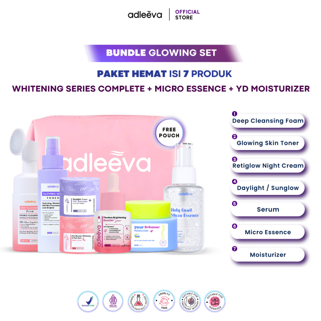 ADLEEVA - [BUNDLE SET] ACNE / WHITENING GLOWING SET (Paket Complete + Moisturizer + Essence) (PAKET HEMAT UNTUNG BANYAK)