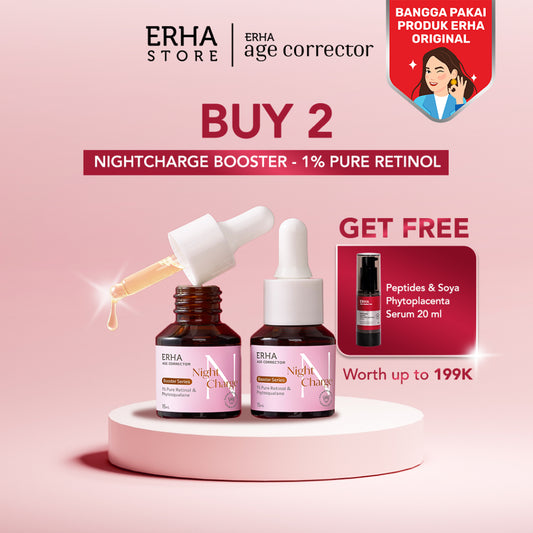 ERHA Twin Flame Age Corrector 1% Pure Retinol NightCharge Booster HYDRATING PURE RETINOL | Jojoba Oil - Melembabkan - Menyamarkan Kerutan - Menghaluskan Tekstur Kulit - Anti Aging - Mengurangi Garis Halus  - Mencerahkan - Meratakan Warna Kulit