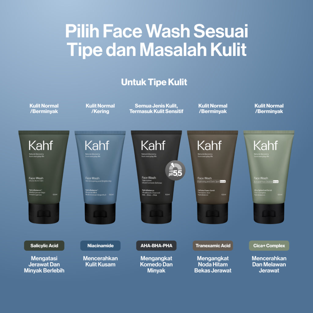 Twin Pack Kahf Face Wash Skin Energizing and Brightening 100 ml - 2 pcs Sabun Cuci Muka Pria untuk Membantu Mencerahkan Wajah - Suitable for Daily Use