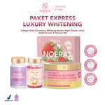Noera Paket Express Luxury Whitening | Collagen Drink + Glow Me Skin + Glutha Booster + Whitening Booster Night Vitamin Lotion | Improved Formula