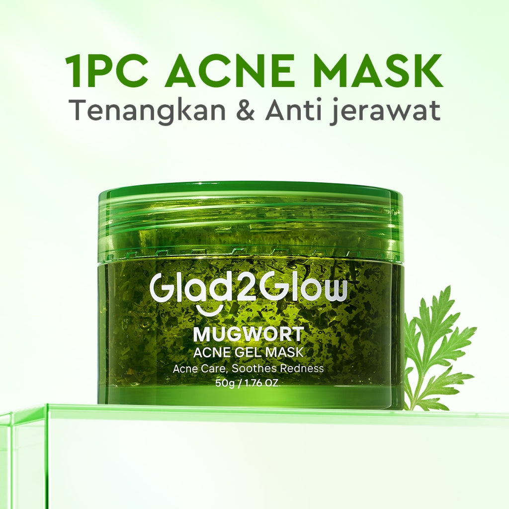 Glad2Glow Mugwort Acne Gel Mask 50g Masker Wajah Masker Komedo dan Pori Pori Wajah Masker Mask Sleeping Mask Sheetmask Clay Masker Jerawat Masker Clay Mask Mugwort Masker Hijau Masker Organik Gel Masker G2G masker wajah mencerahkan G2glow Official