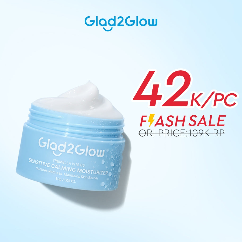 GLAD2GLOW Tremella Vita B5 Sensitive Calming Moisturizer | Gel Day & Night Cream Skincare g2g Pelembab Wajah Pemutih Wajah Mencerahkan g2glow official store