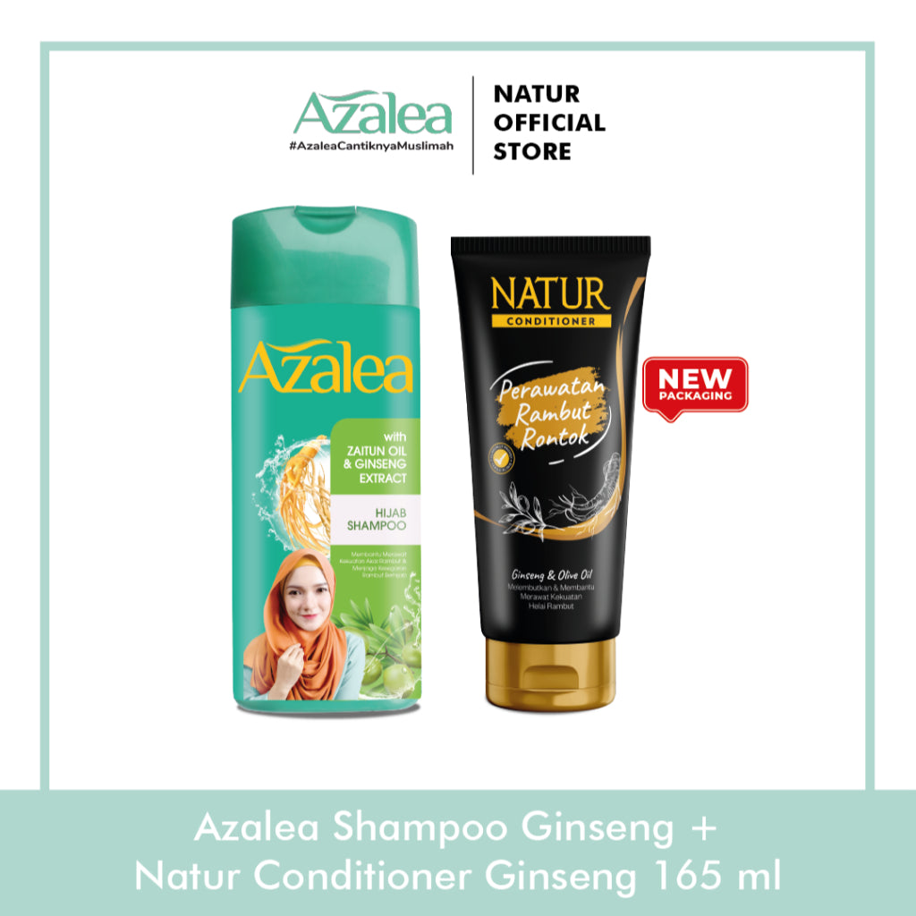Azalea Hijab Shampoo 180 ML & Natur Conditioner 165 ml - Paket Perawatan Rambut Lepek Rontok