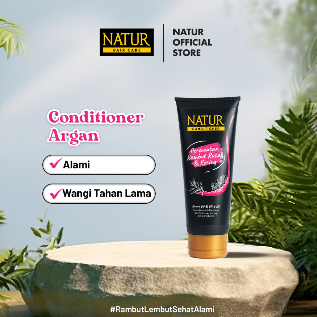 [NEW FORMULA] Natur Conditioner Argan Oil 160 Ml - Kondisoner Rambut Rusak, Kering & Bercabang