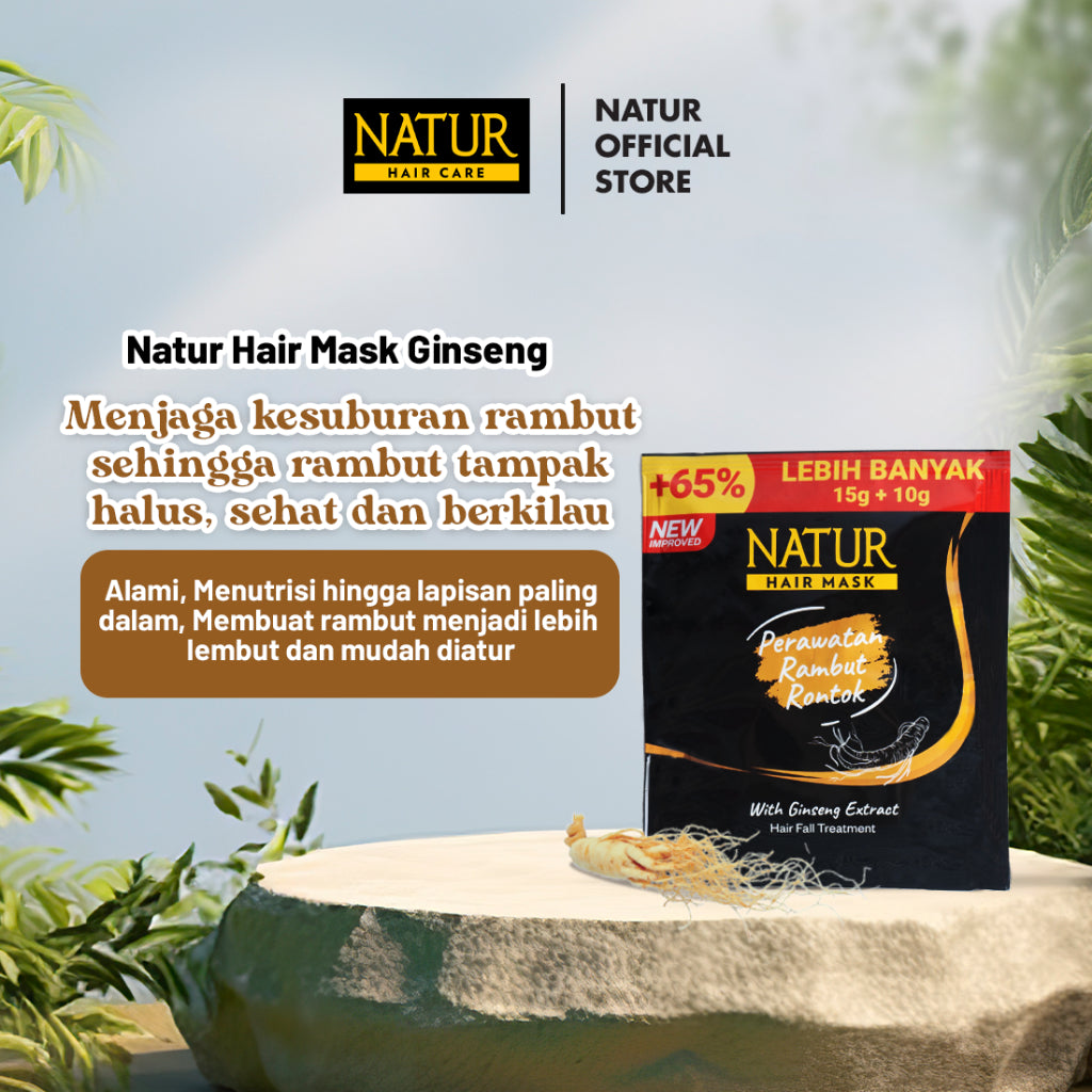 Natur Hair Mask Ginseng 5 (Lima) Pcs - Paket Masker Merawat Kekuatan Rambut / Anti Hair Fall / Mengurangi Rambut Rontok